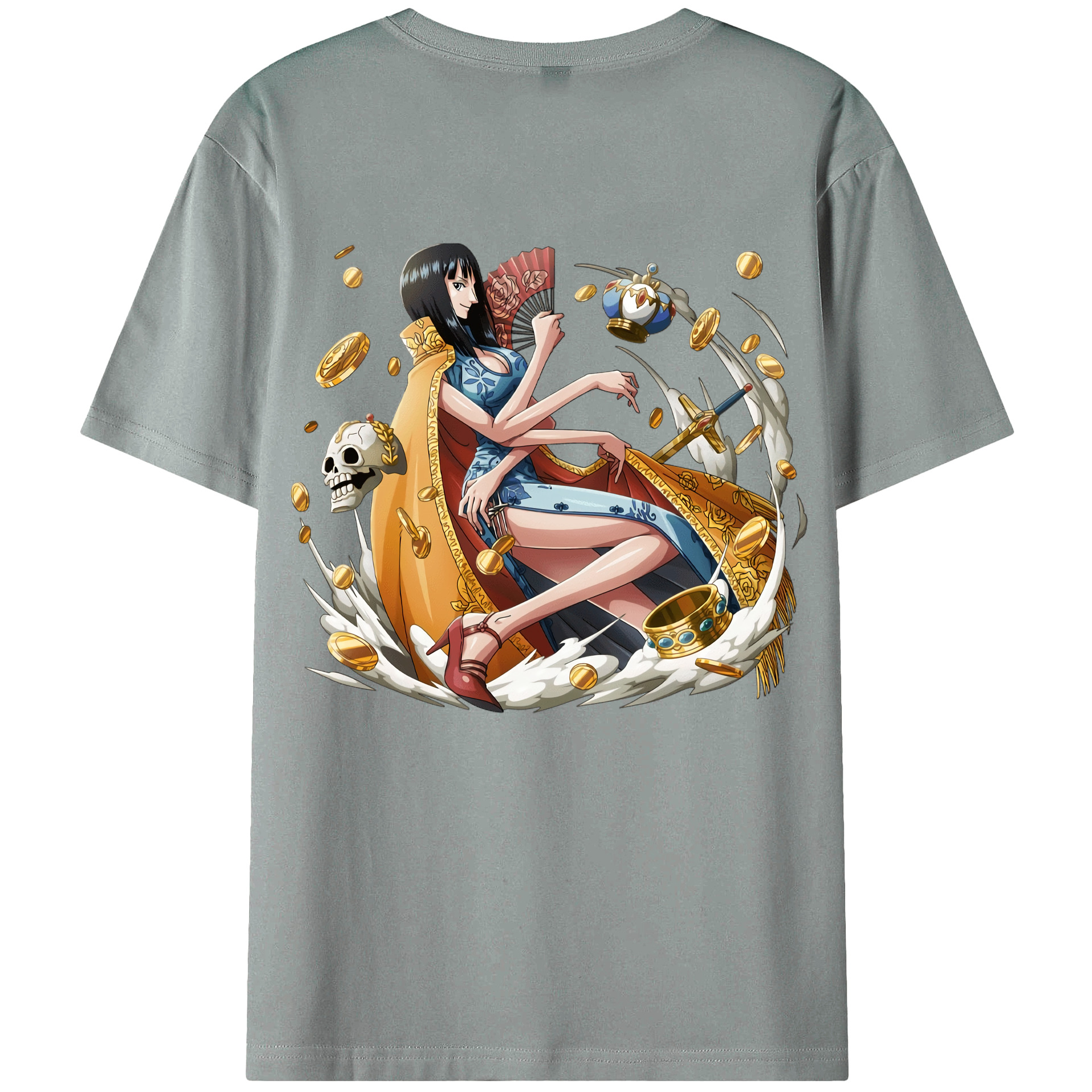 ワンピース ニコ・ロビン ONE PIECE Nico Robin 綿100％ メンズ半袖Tシャツ（バックプリント） 通気性